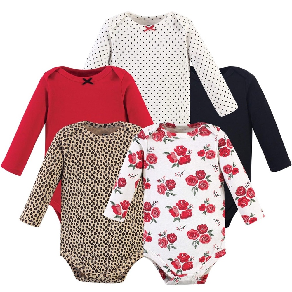 Baby Girl Rose Leopard and Dots Onesie Set